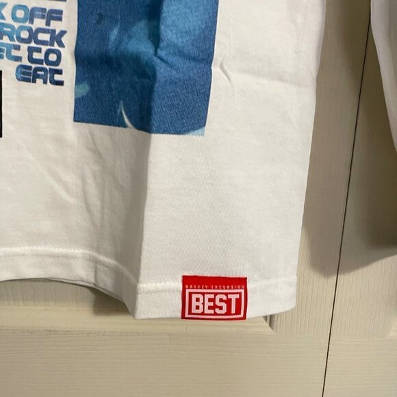 Breezy Excursion Mens NWOT White Best Doves Cry Graphic Long Sleeve Shirt Small - Picture 4 of 8